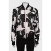 Printed silk bomber