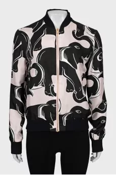 Printed silk bomber