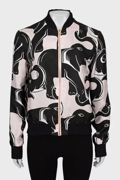 Printed silk bomber