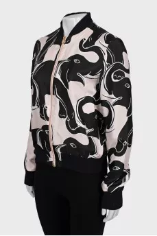 Printed silk bomber