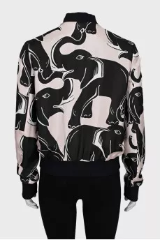 Printed silk bomber