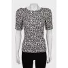 Printed blouse with accent shoulders