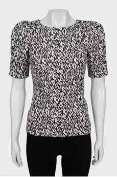 Printed blouse with accent shoulders