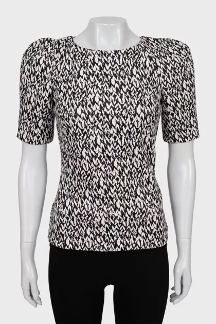 Printed blouse with accent shoulders