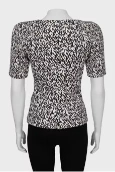 Printed blouse with accent shoulders