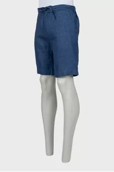 Men's blue linen shorts