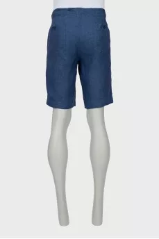 Men's blue linen shorts