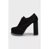 Two-tone perforated ankle boots