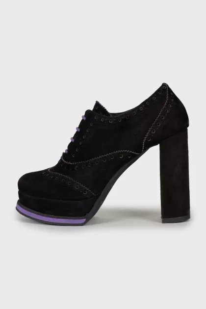 Two-tone perforated ankle boots