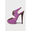 Suede and snakeskin sandals