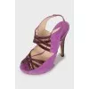 Suede and snakeskin sandals