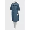 Denim dress with brand logo