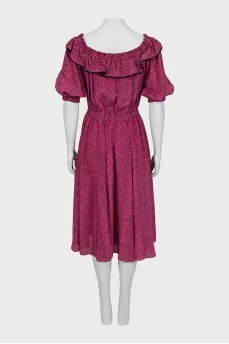 Printed silk fitted dress