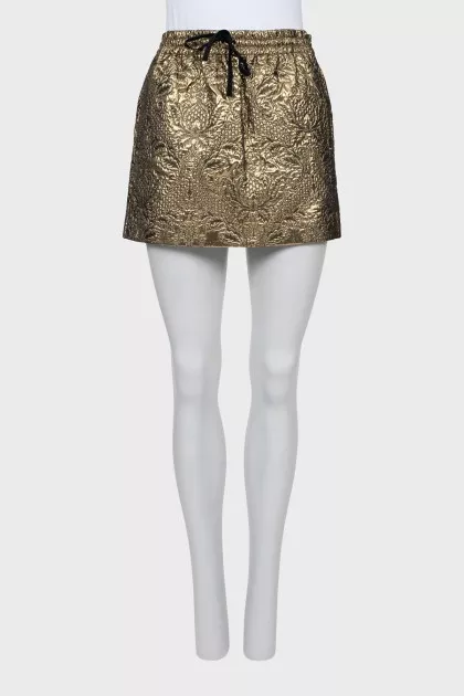 Golden printed mini skirt
