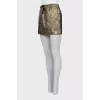 Golden printed mini skirt