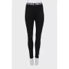 Sports leggings with printed waistband