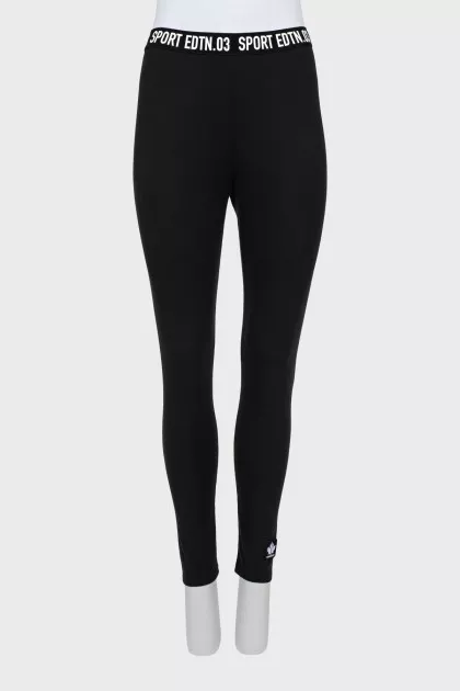 Sports leggings with printed waistband