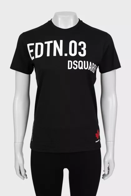 Black T-shirt with text print