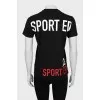Black T-shirt with text print