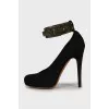Black shoes with leather strap