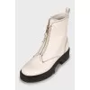 Leather boots with contrast stitching