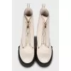 Leather boots with contrast stitching