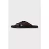 Men's leather flip-flops with brand logo