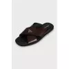 Men's leather flip-flops with brand logo
