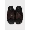 Men's leather flip-flops with brand logo