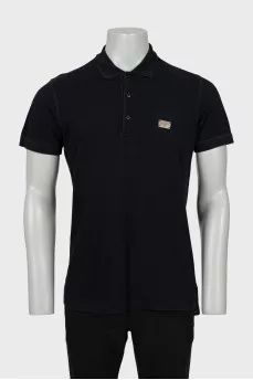 Men's polo shirt with metal logo