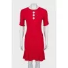 Red dress with embossed pattern