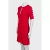 Red dress with embossed pattern