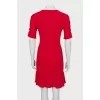 Red dress with embossed pattern
