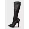 Perforated boots with almond toe