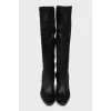 Perforated boots with almond toe