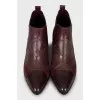 Burgundy leather and suede boots