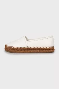Leather espadrilles with woven sole