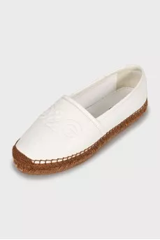 Leather espadrilles with woven sole