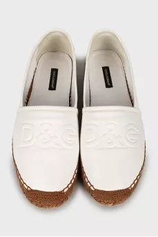 Leather espadrilles with woven sole