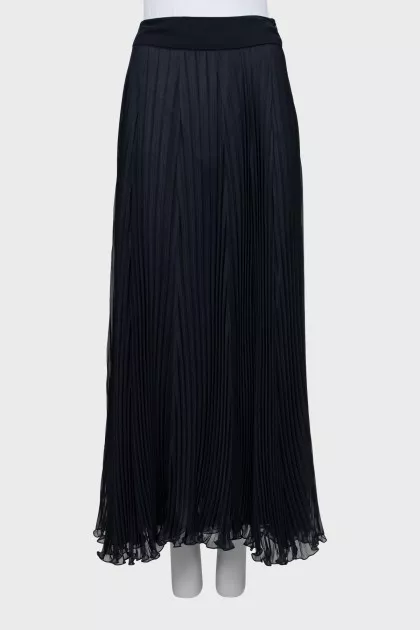 Blue pleated maxi skirt