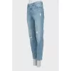 Ripped blue jeans