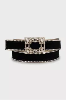Velor belt decorated with rhinestones