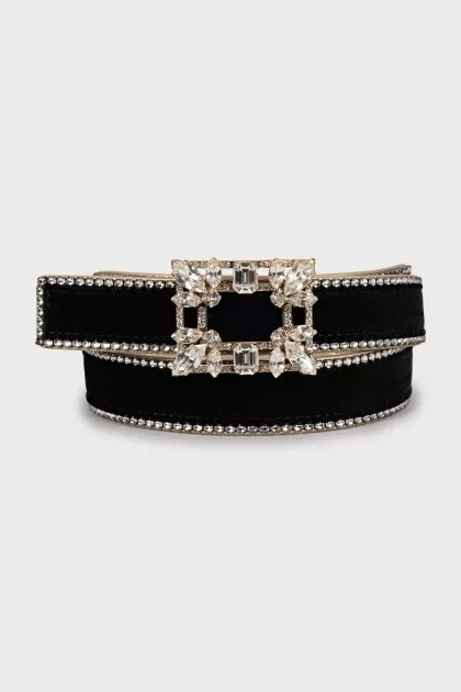Velor belt decorated with rhinestones