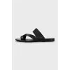 Men's leather flip-flops in black