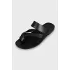Men's leather flip-flops in black