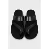 Men's leather flip-flops in black