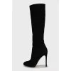 Suede high heel boots