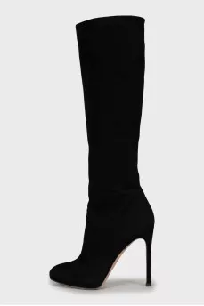 Suede high heel boots