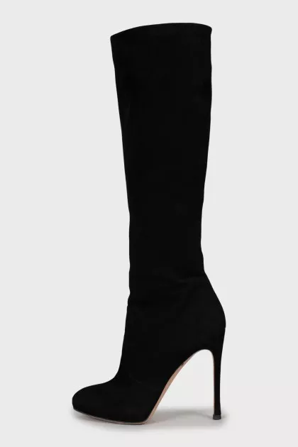 Suede high heel boots