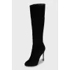 Suede high heel boots